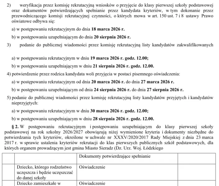 Zarządzenie w sprawie postępowania rekrutacyjnego