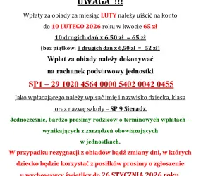 Informacja o obiadach (Luty)