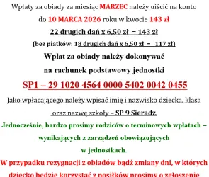 Informacja o obiadach (marzec)