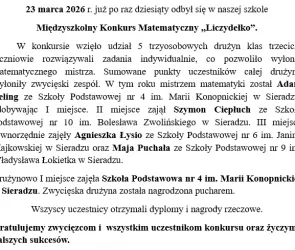 Międzyszkolny Konkurs Matematyczny „Liczydełko”
