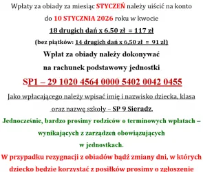 INFORMACJA O OBIADACH (styczeń)