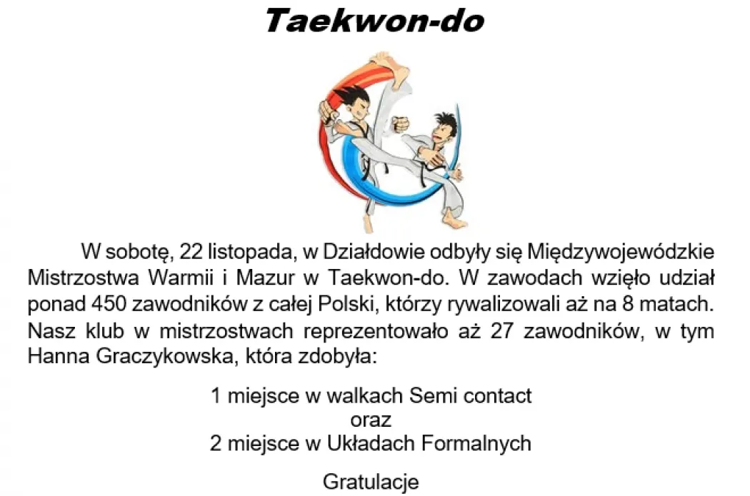 Mistrzyni w Taekwon-do