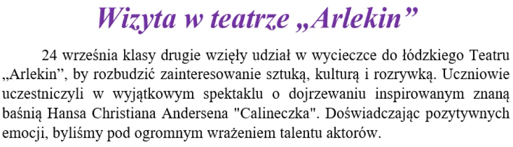 Wizyta w teatrze „Arlekin”