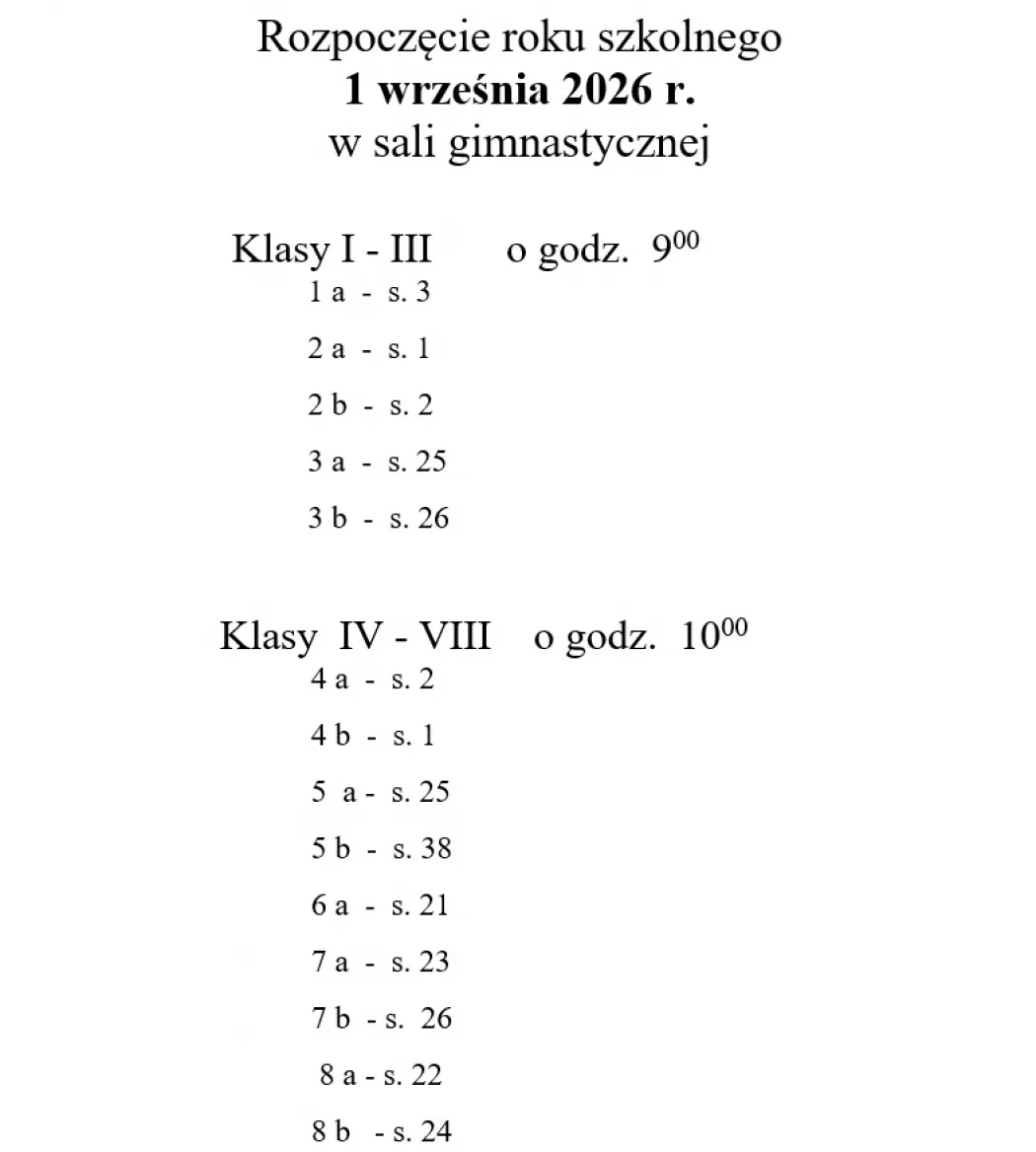 Rozpoczęcie roku szkolnego 2026/2027