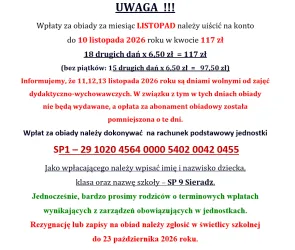 Informacja o obiadach (listopad)