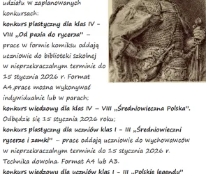 Konkursy plastyczne z okazji dnia Święta Patrona Szkoły