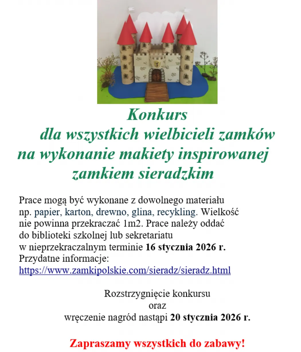 Konkurs dla wszystkich wielbicieli zamków