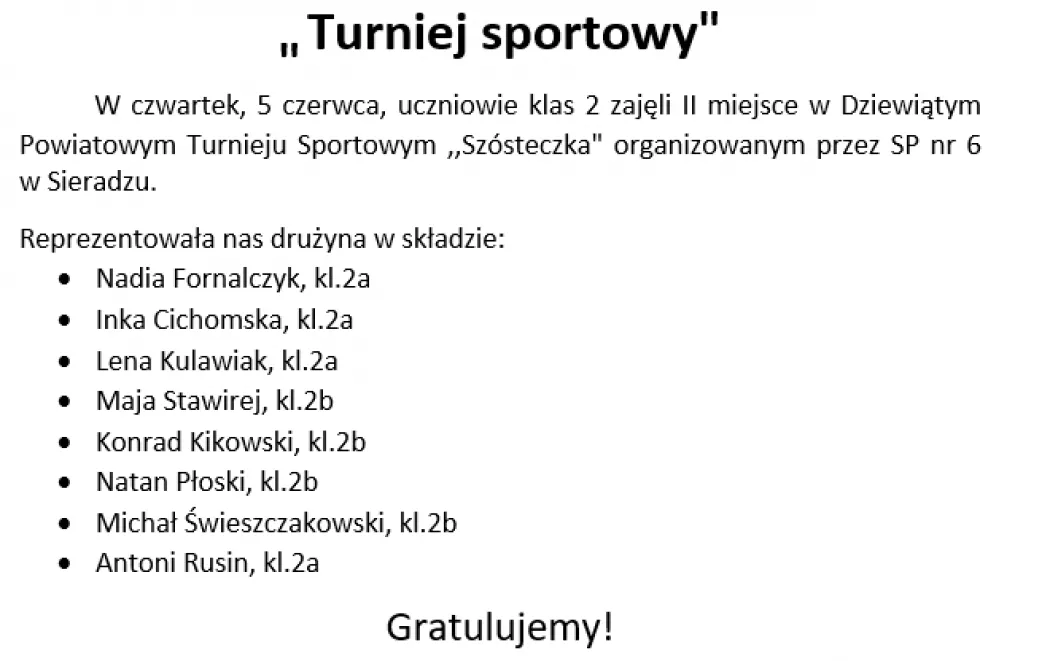 Turniej sportowy 