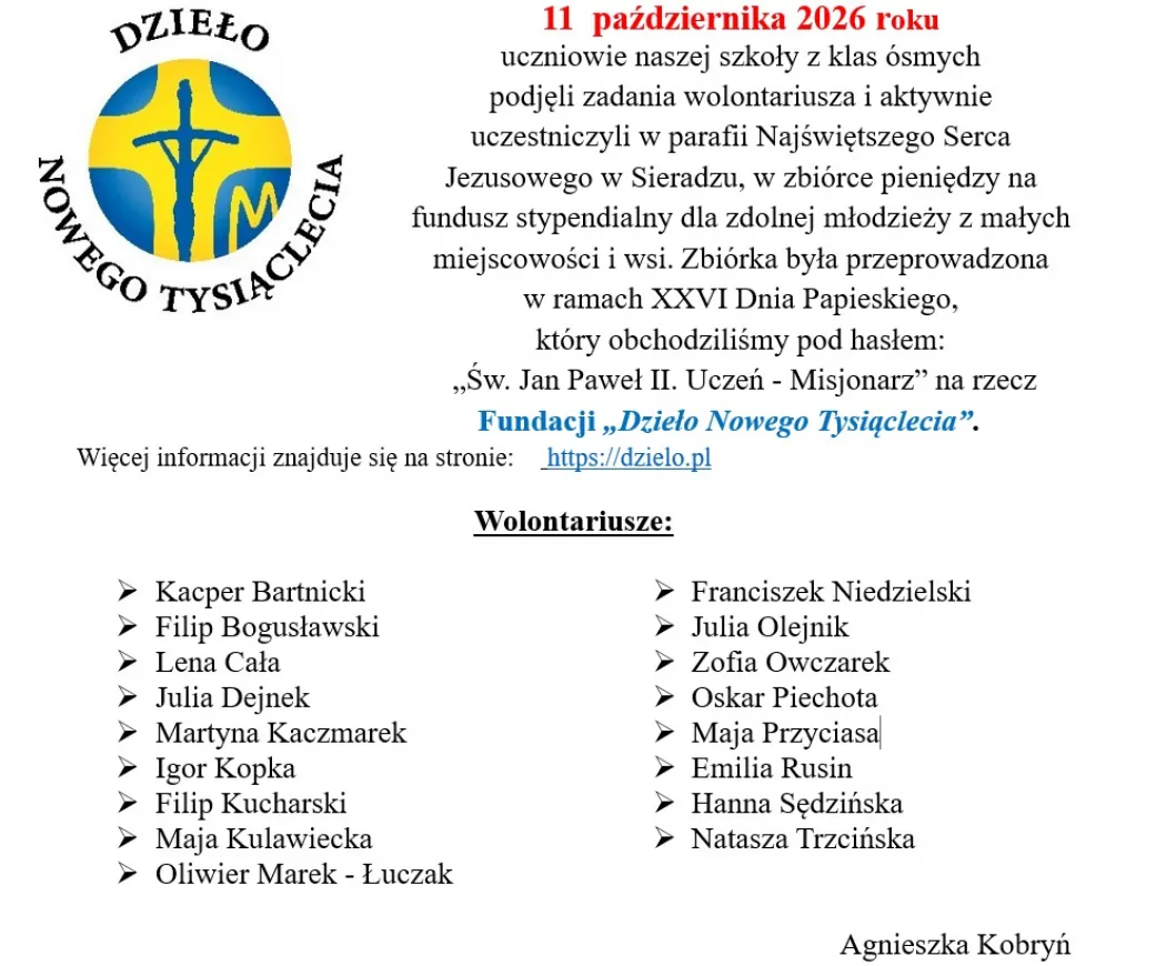 XXVI Dzień Papieski z naszymi uczniami