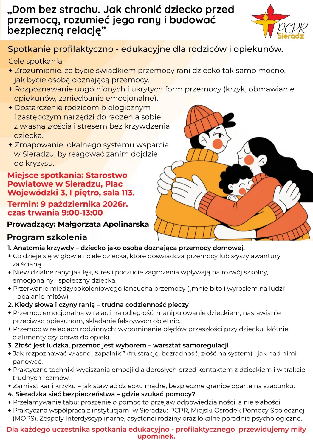 Zaproszenie na warsztat dla rodziców i opiekunów