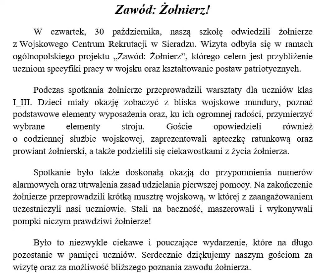 Zawód - Żołnierz!