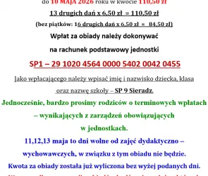 Informacja o obiadach (maj)